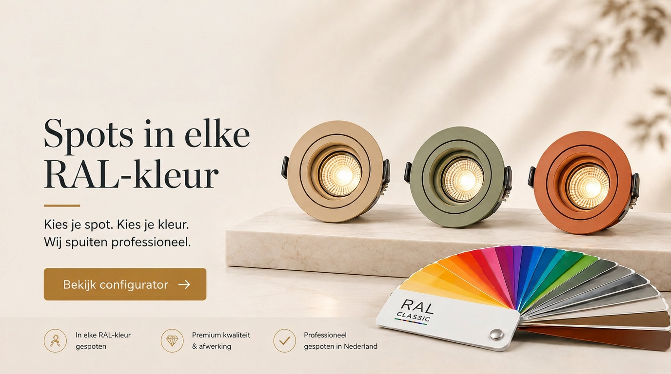 Spots op Kleur — spots in elke RAL-kleur, maatwerk verlichting