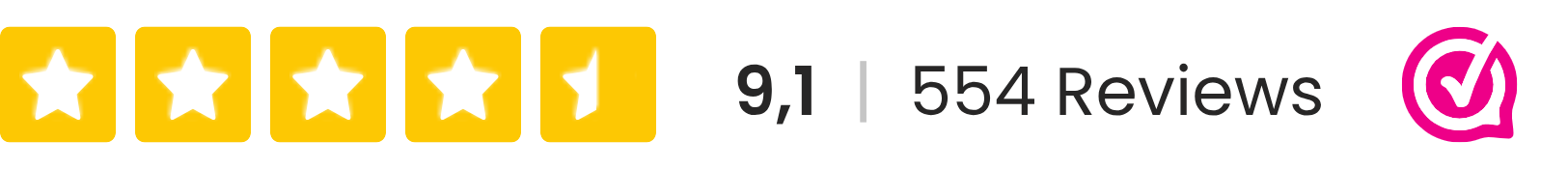 WebwinkelKeur reviews: 9.1 from 554 reviews